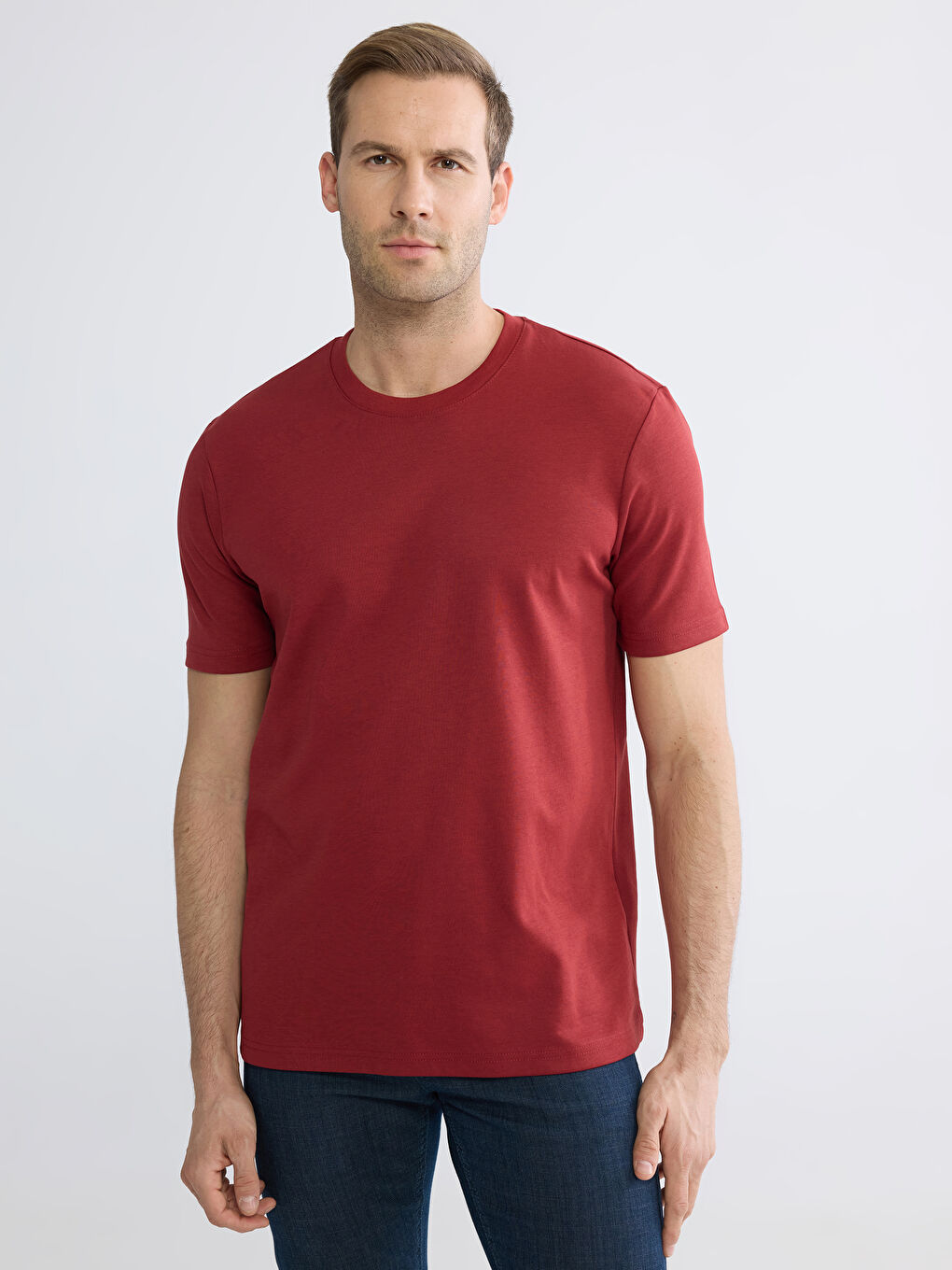 Kahverengi DRY TOUCH Bisiklet Yaka Erkek Tişört