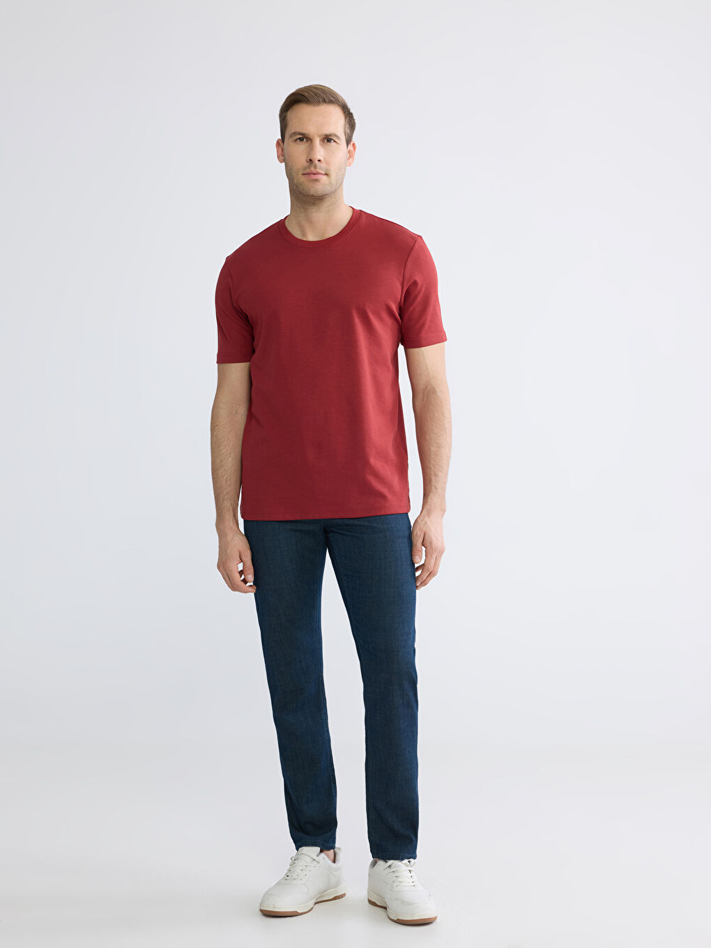 Kahverengi DRY TOUCH Bisiklet Yaka Erkek Tişört-1