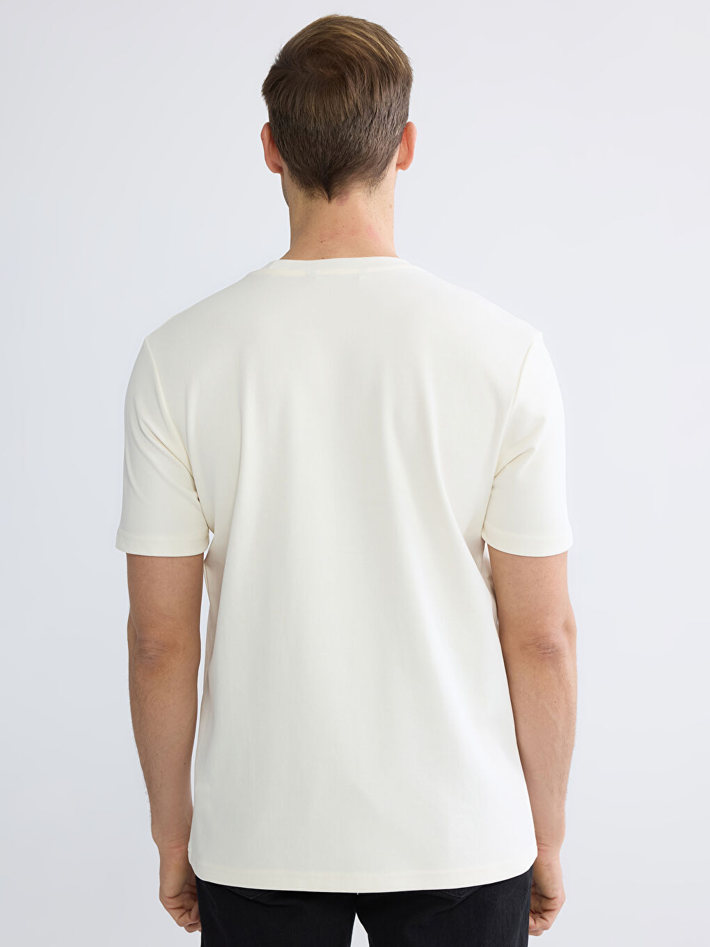 Ekru DRY TOUCH Bisiklet Yaka Erkek Tişört-3