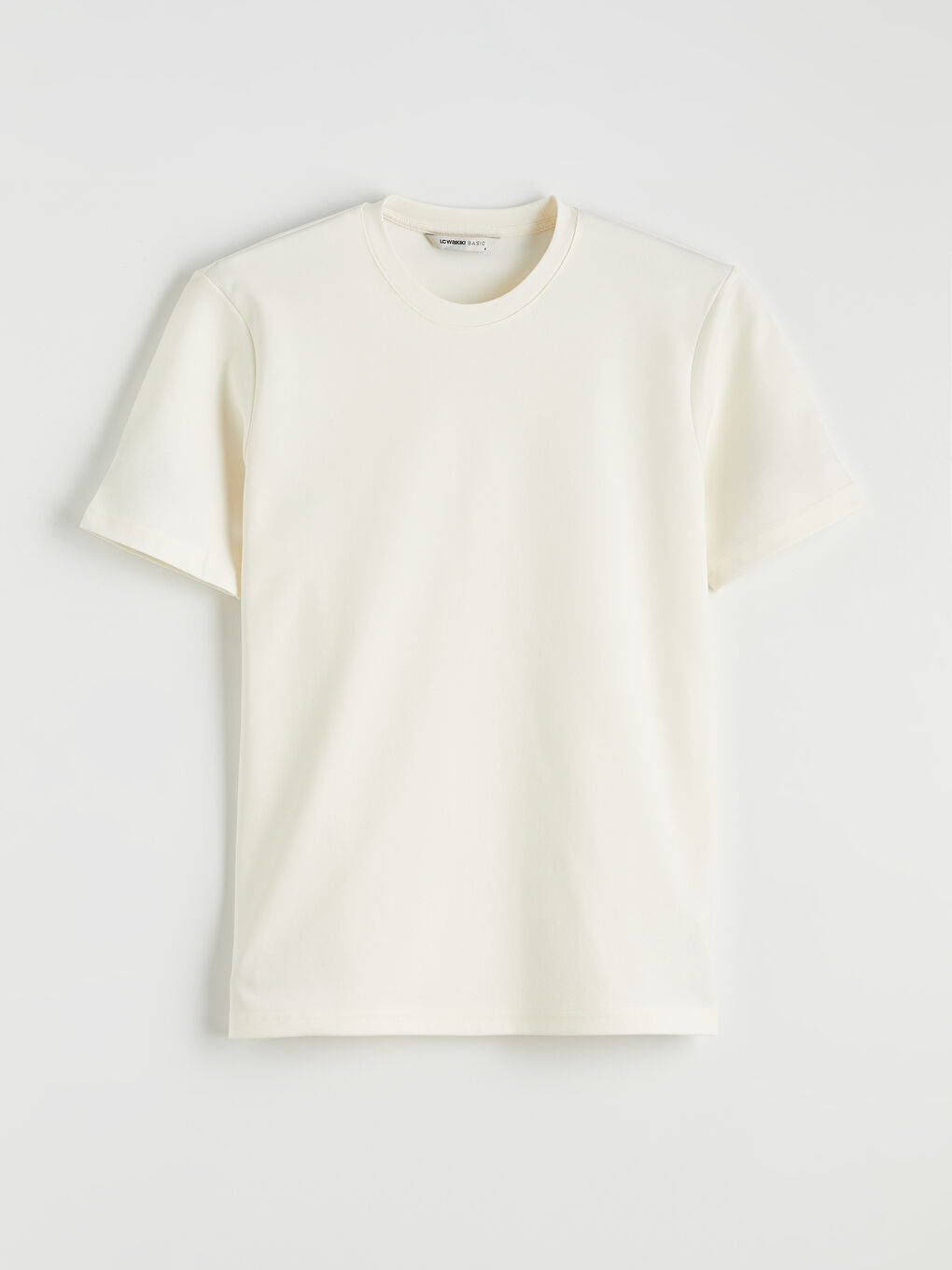 Ekru Bisiklet Yaka Erkek Tişört