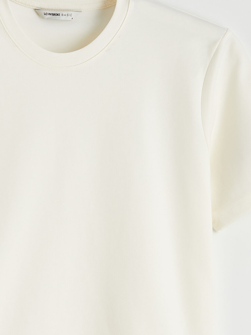 Ekru Bisiklet Yaka Erkek Tişört-1