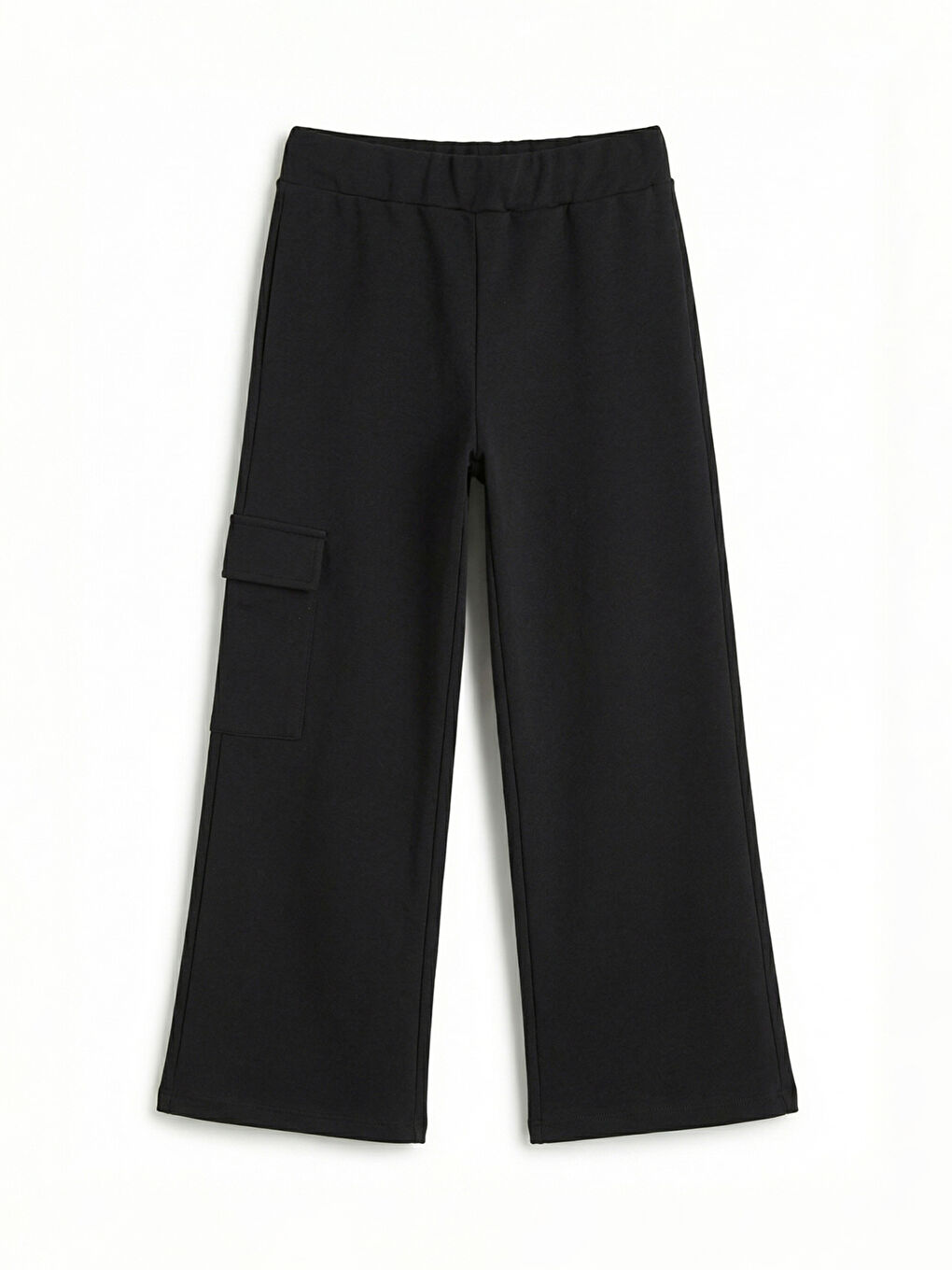 Siyah Kargo Cepli Geniş Paça Kız Çocuk Eşofman Altı