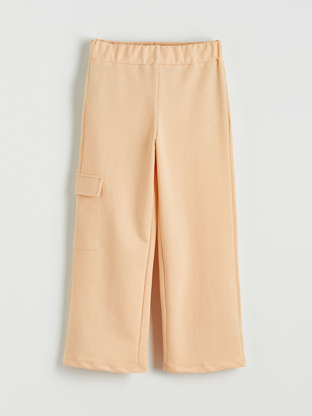 Bej Kargo Cepli Geniş Paça Kız Çocuk Eşofman Altı