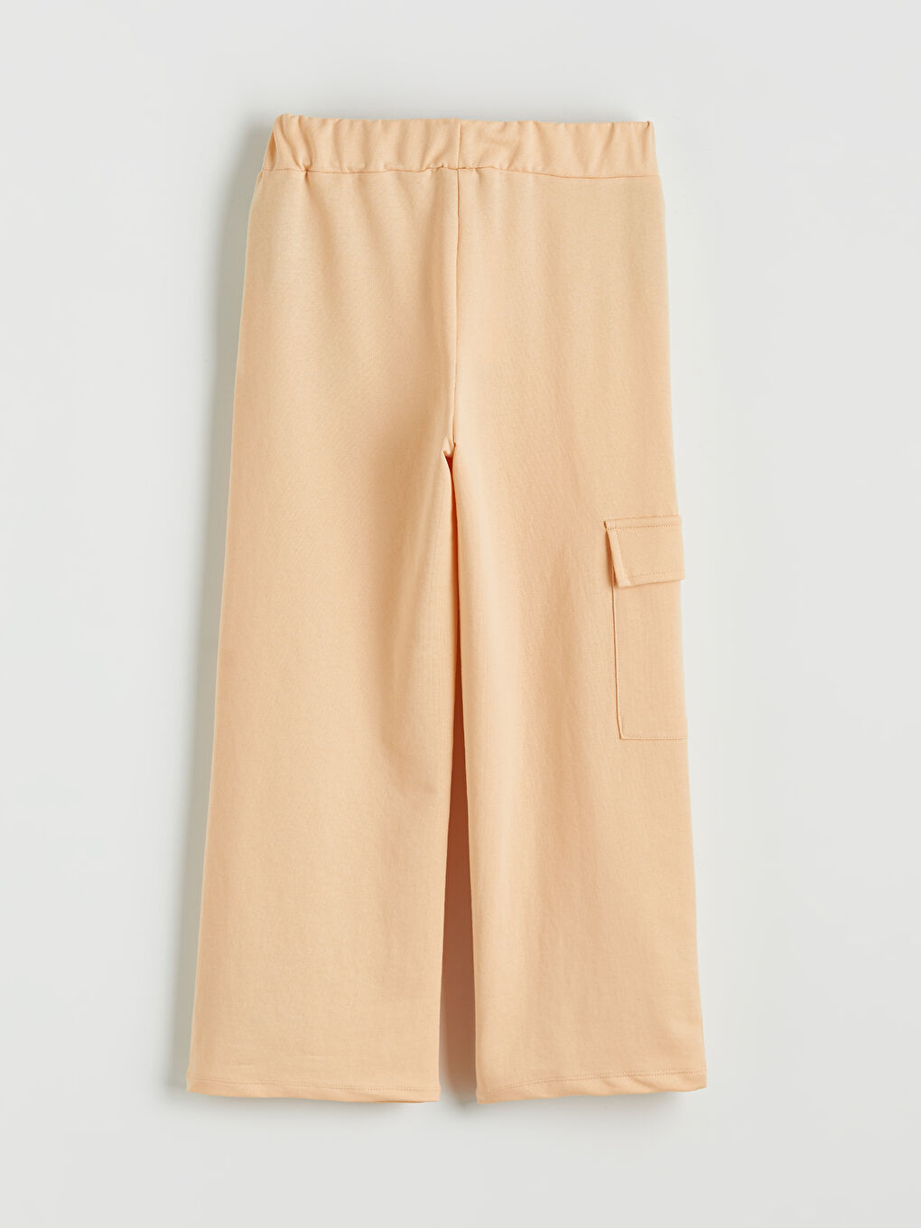 Bej Kargo Cepli Geniş Paça Kız Çocuk Eşofman Altı-1