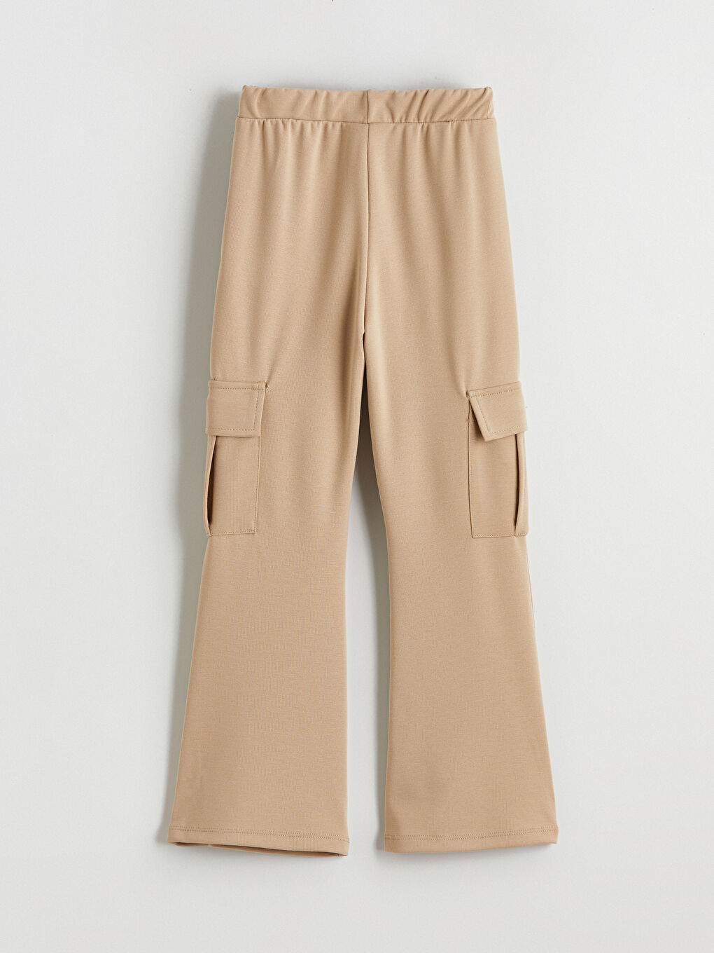 Bej Geniş Paça Kız Çocuk Kargo Eşofman Altı-2