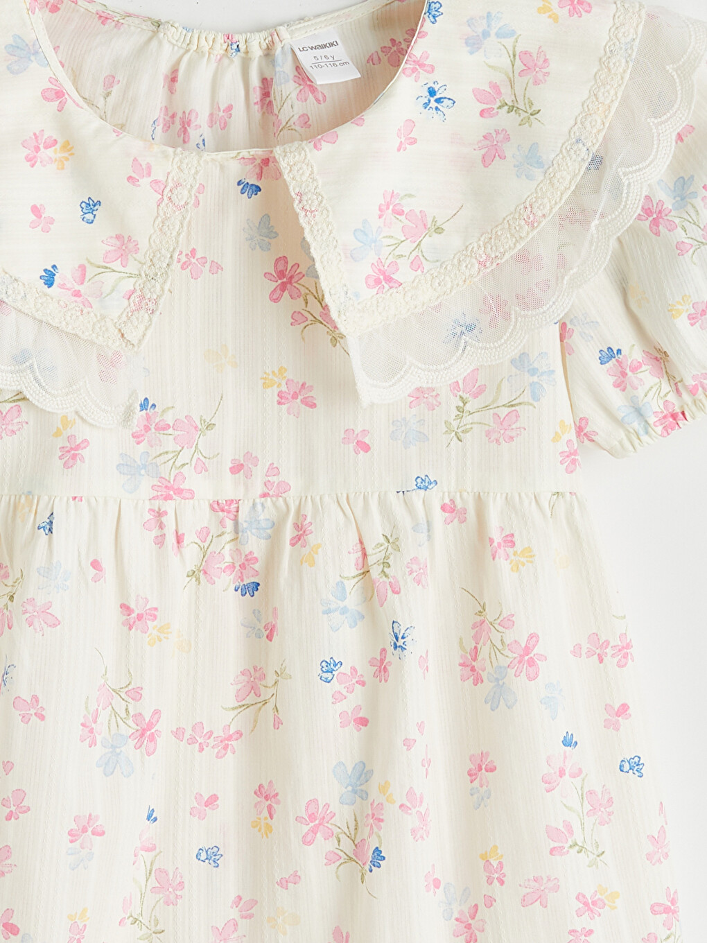 Peter Pan Collar Floral Girls' Dress-2