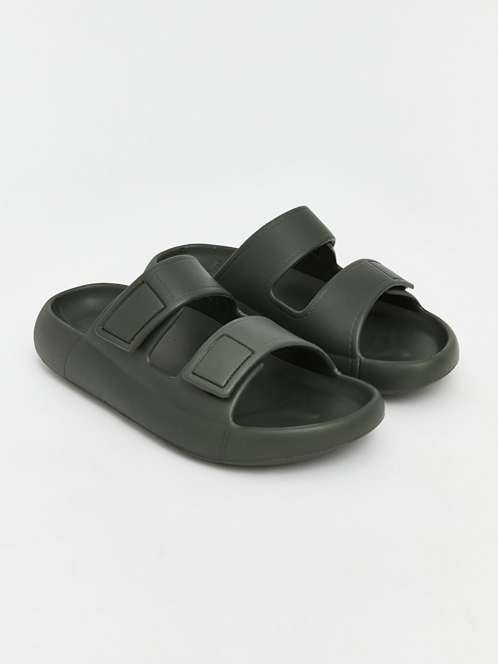 Haki Çift Bantlı Kadın Terlik