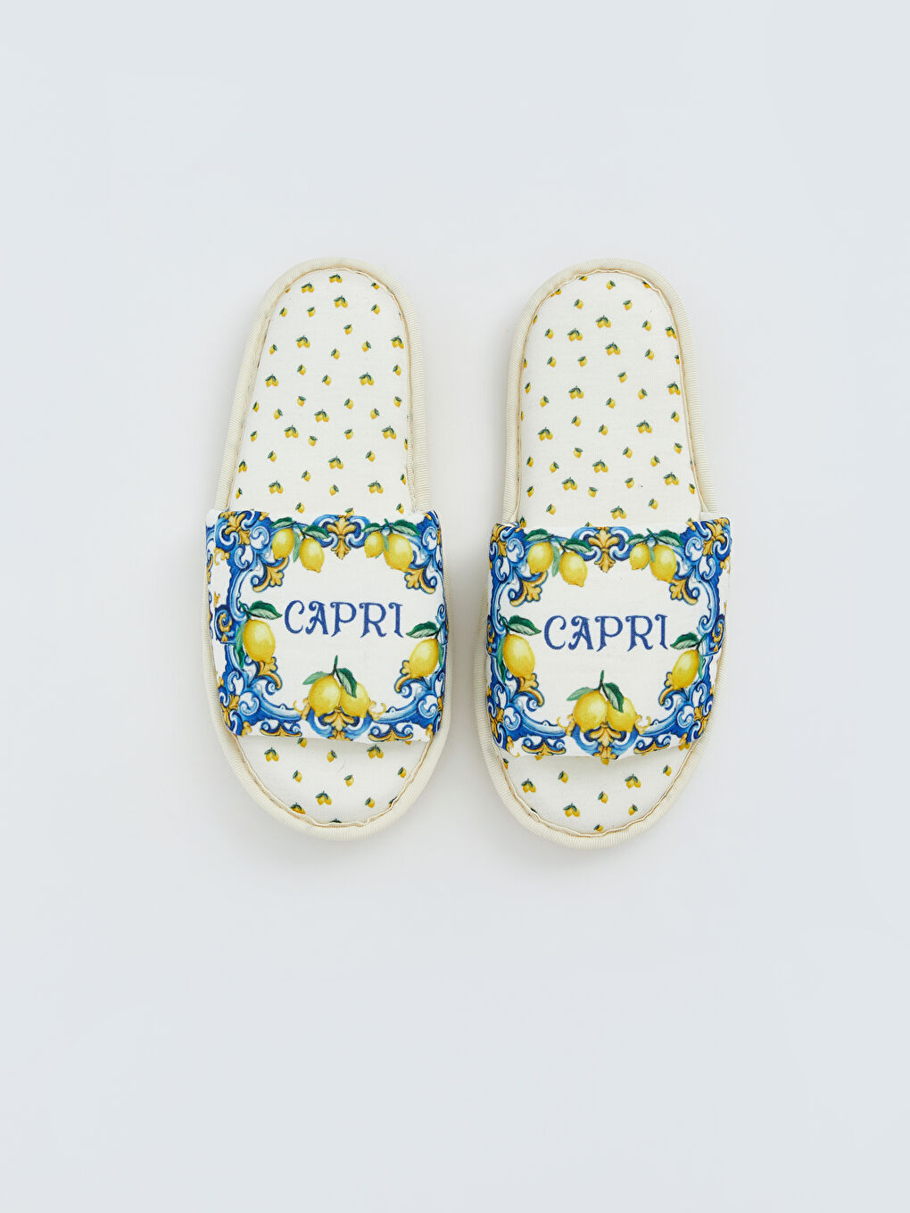 Karışık Limon Baskılı Kadın Ev Terliği-2