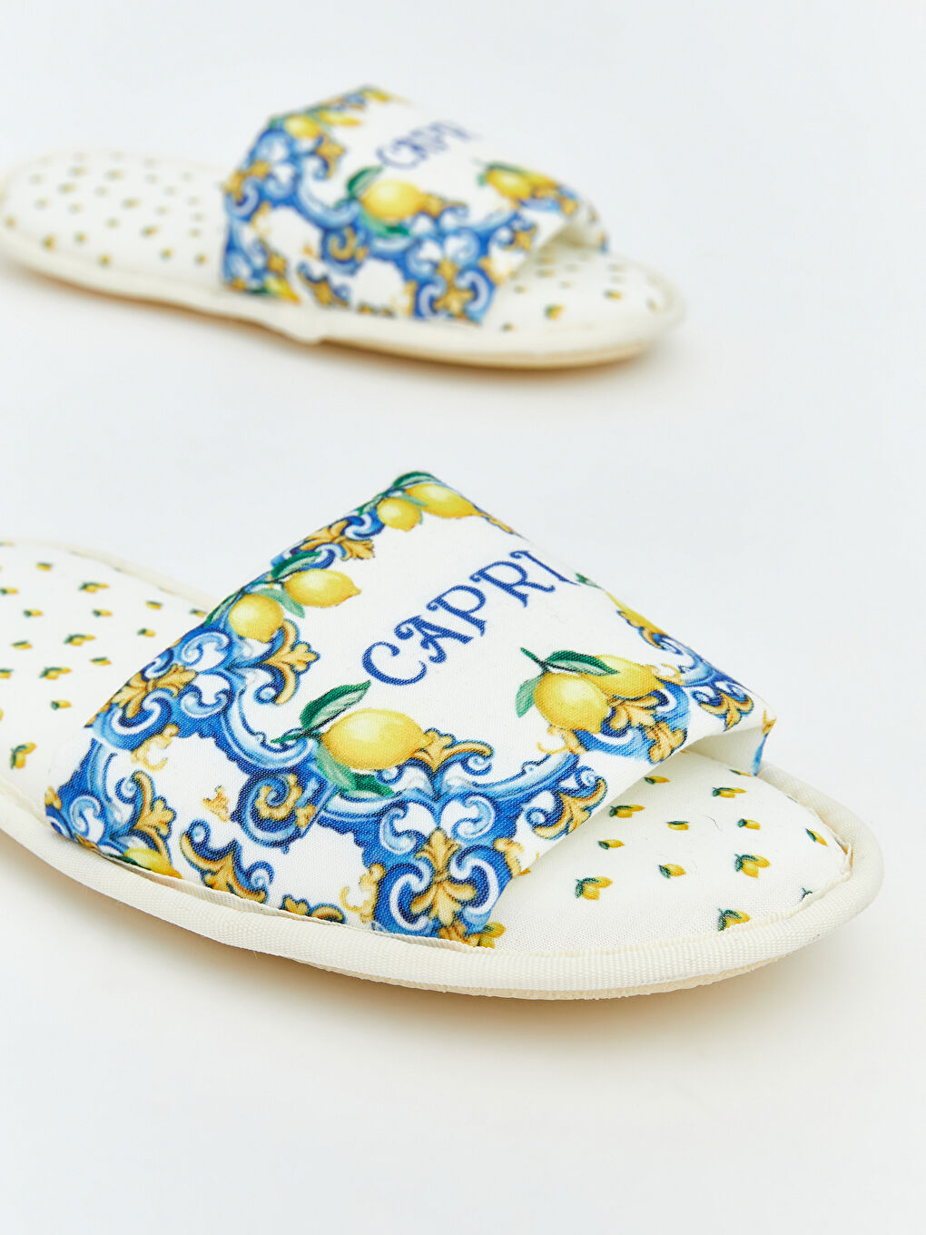 Karışık Limon Baskılı Kadın Ev Terliği-5