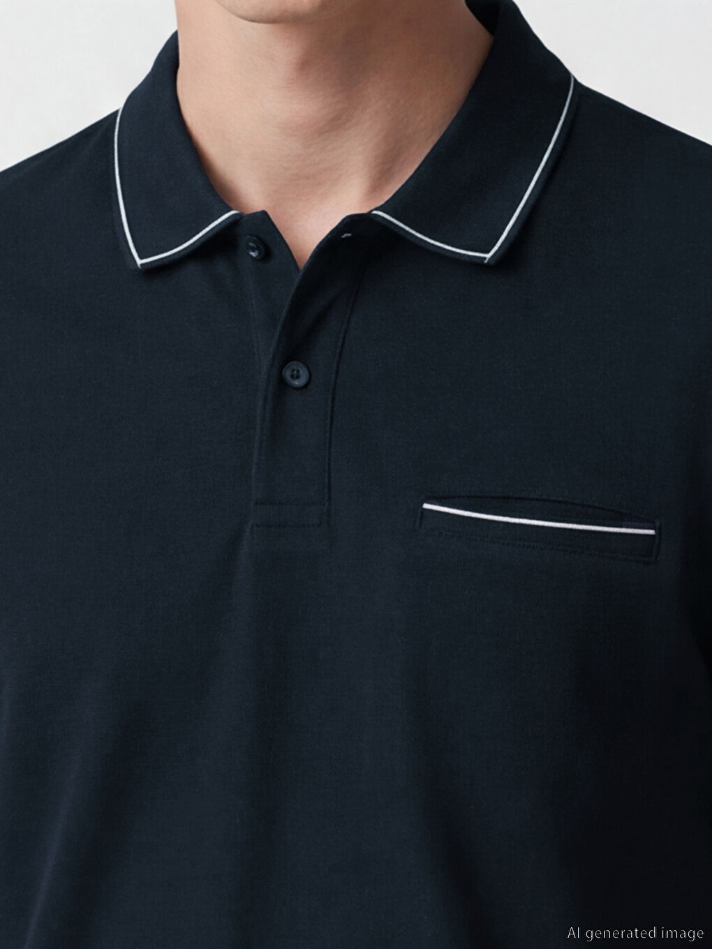 Lacivert Polo Yaka Pike Erkek Tişört-2