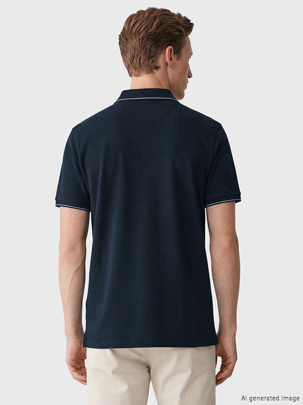 Lacivert Polo Yaka Pike Erkek Tişört-3
