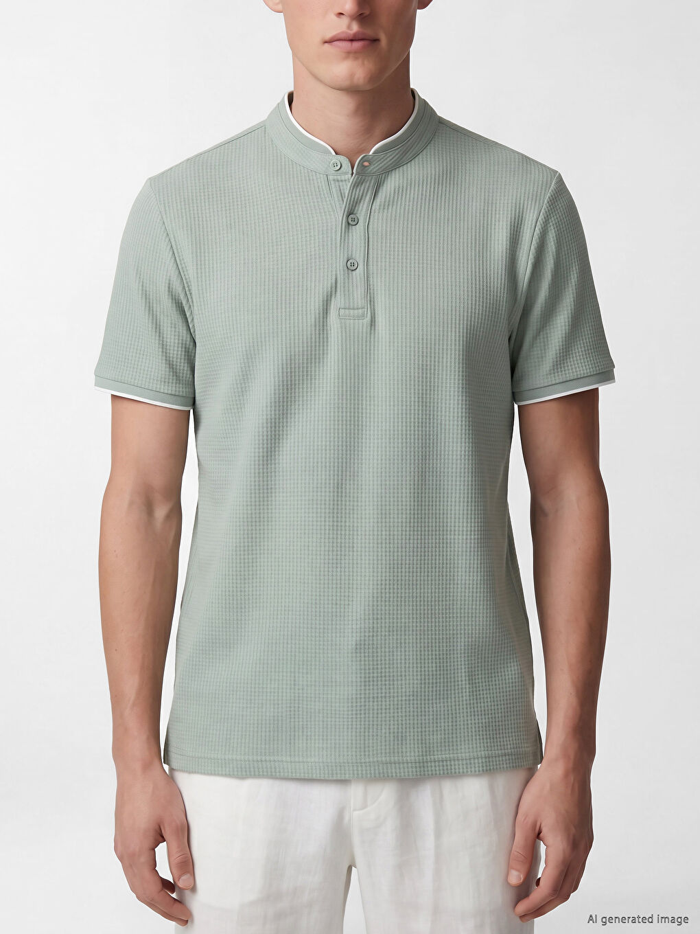 Grandad Collar Jersey Men's T-shirt-2