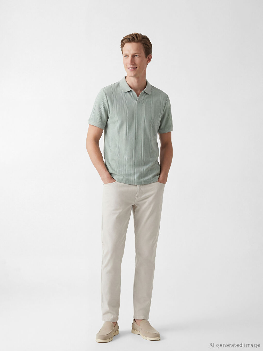 Yeşil Polo Yaka Erkek Tişört-1