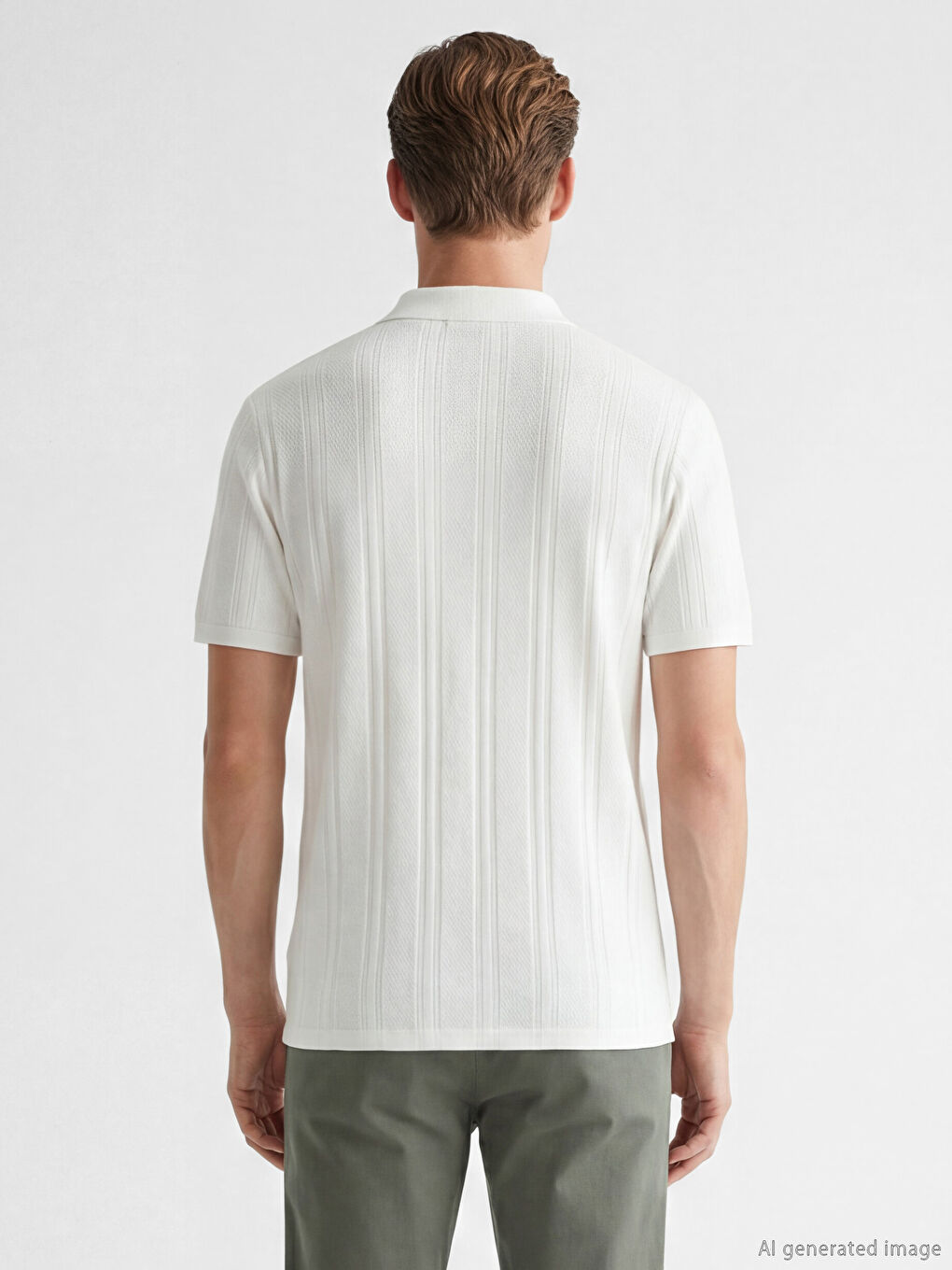 Ekru Polo Yaka Erkek Tişört-3