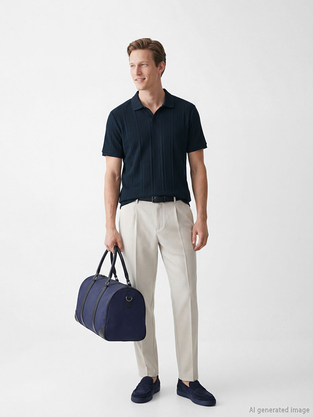 Lacivert Polo Yaka Erkek Tişört-1