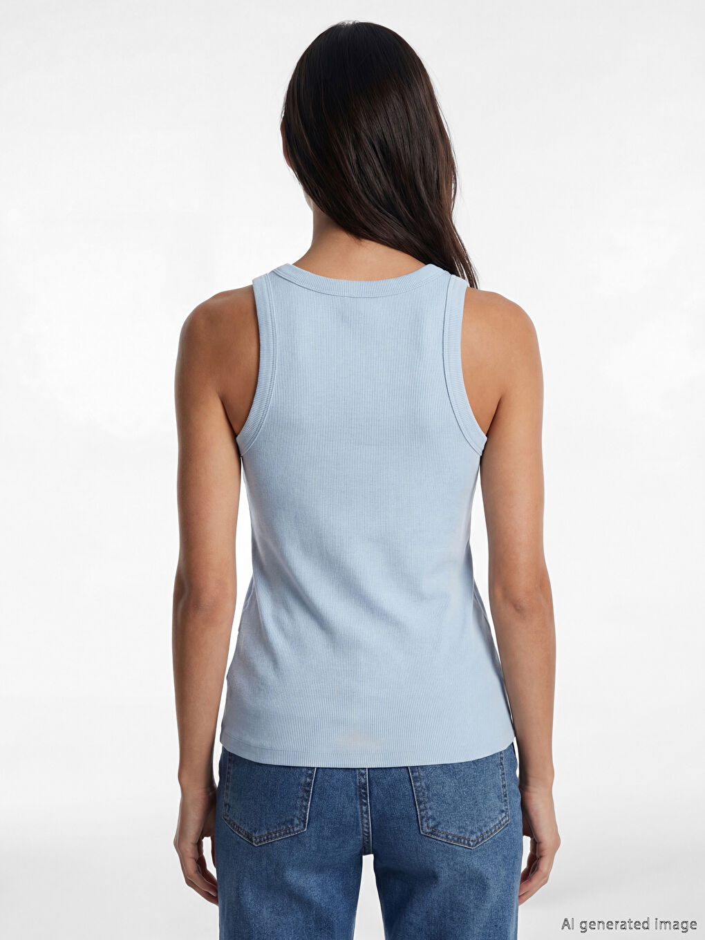 Žena PLAVA Majica bez rukava-3