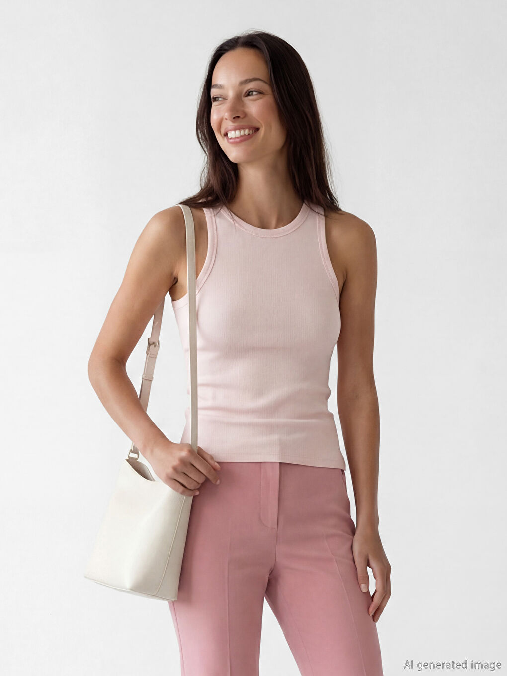 Pembe Bisiklet Yaka Kadın Atlet	