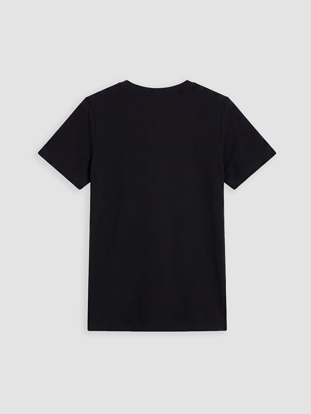 Siyah Bisiklet Yaka Taşlı Kadın Tişört-1