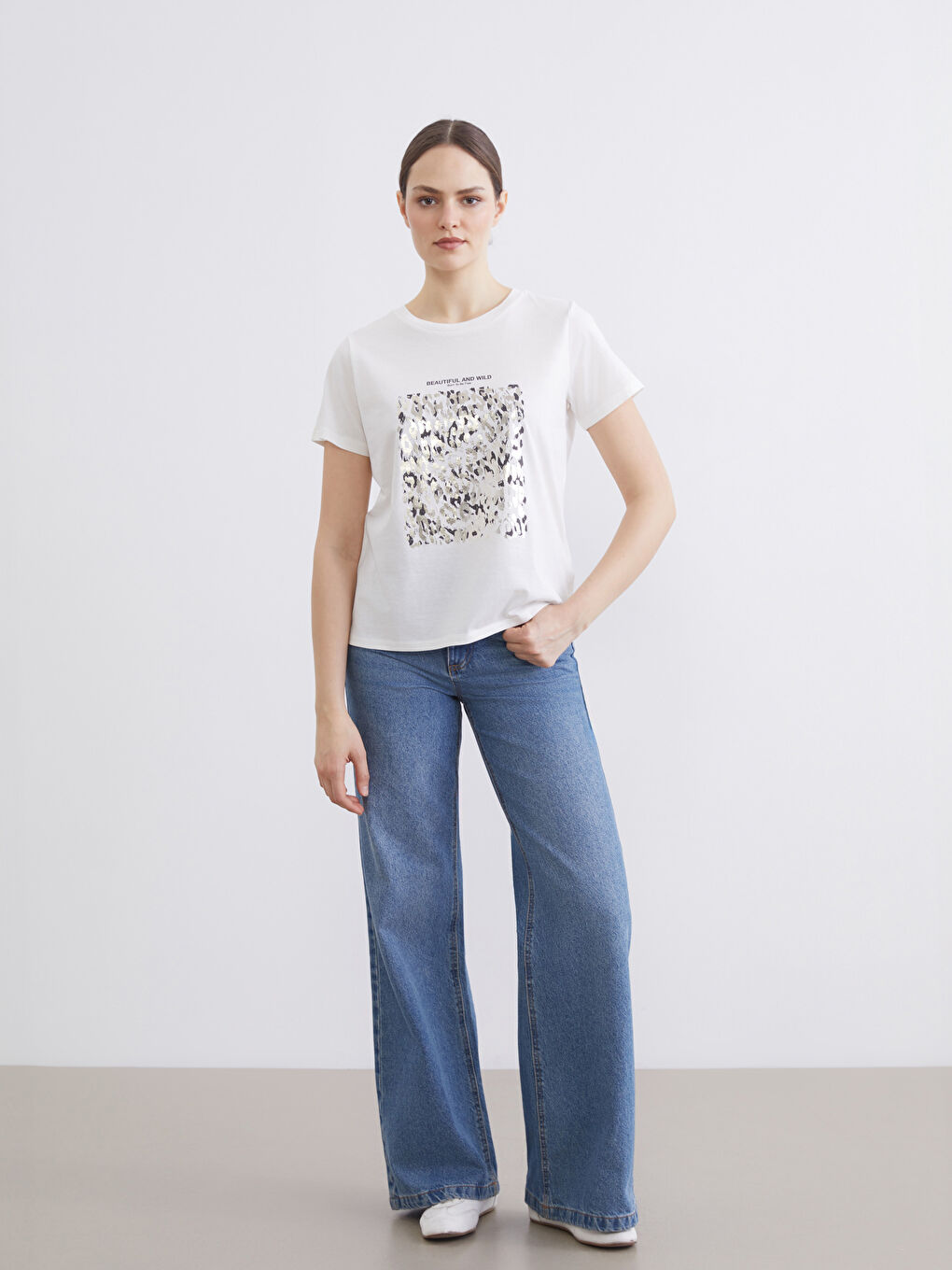 Crew Neck Printed Women's T-Shirt-1