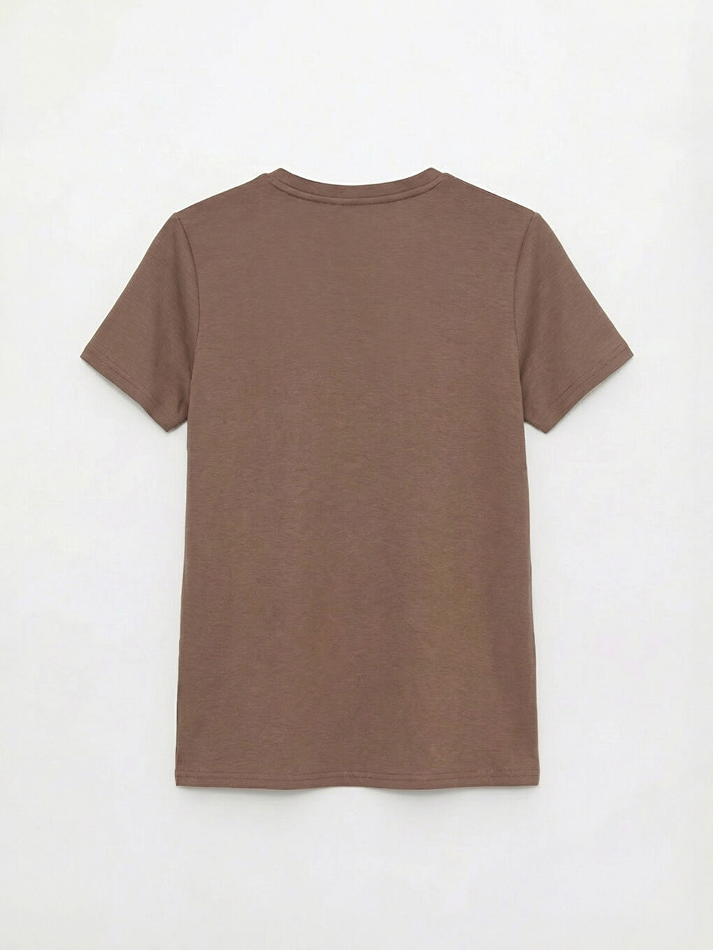 дөңгелек жағалы принтті әйелдер футболкасы-5