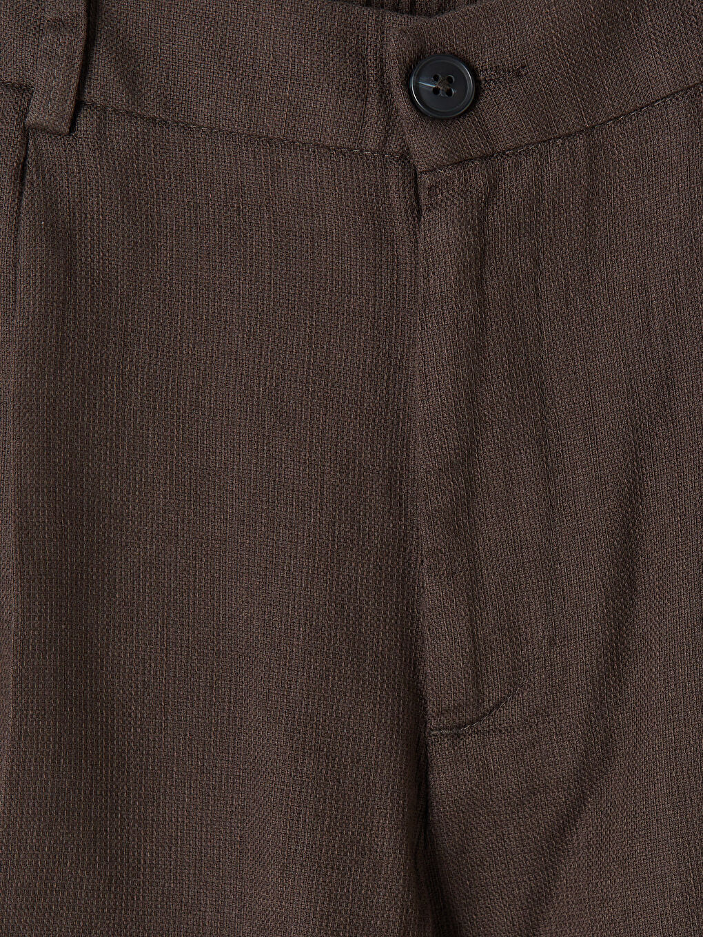 Kahverengi Keten Görünümlü Standart Kalıp Pileli Erkek Pantolon-2