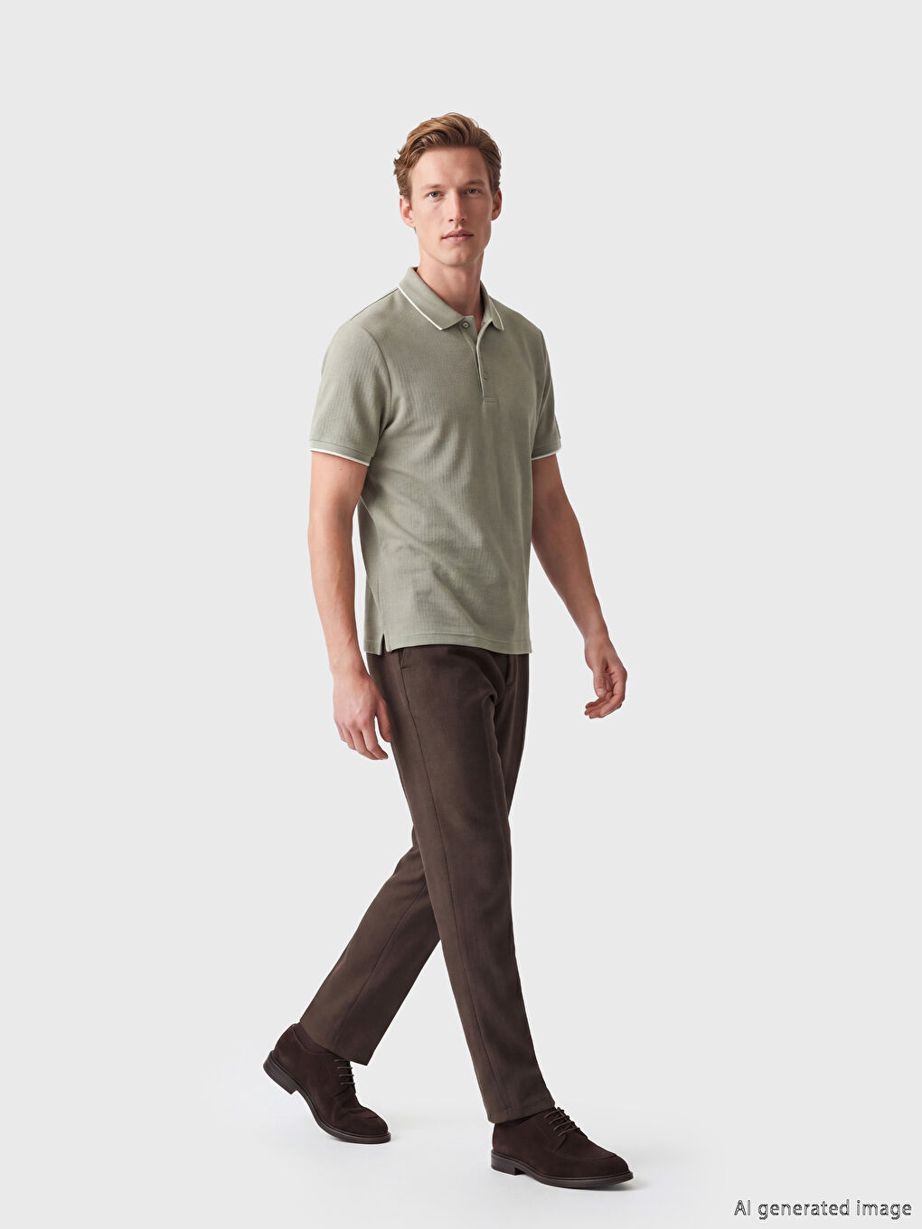 Linen-Look Standard Fit Pleated Men's Trousers