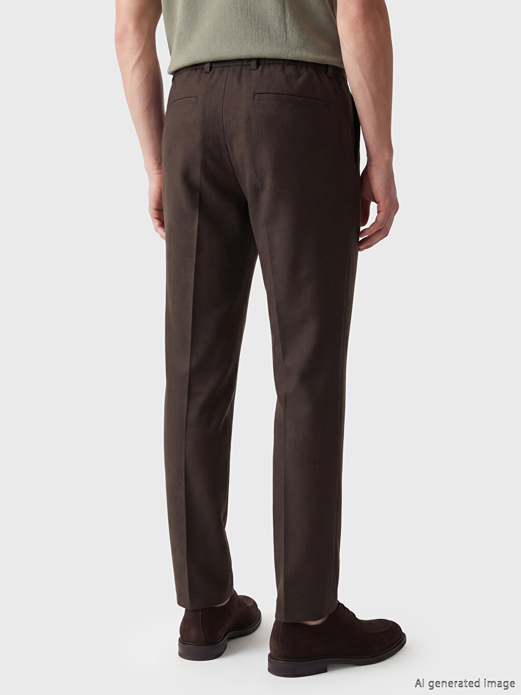 Linen-Look Standard Fit Pleated Men's Trousers-3
