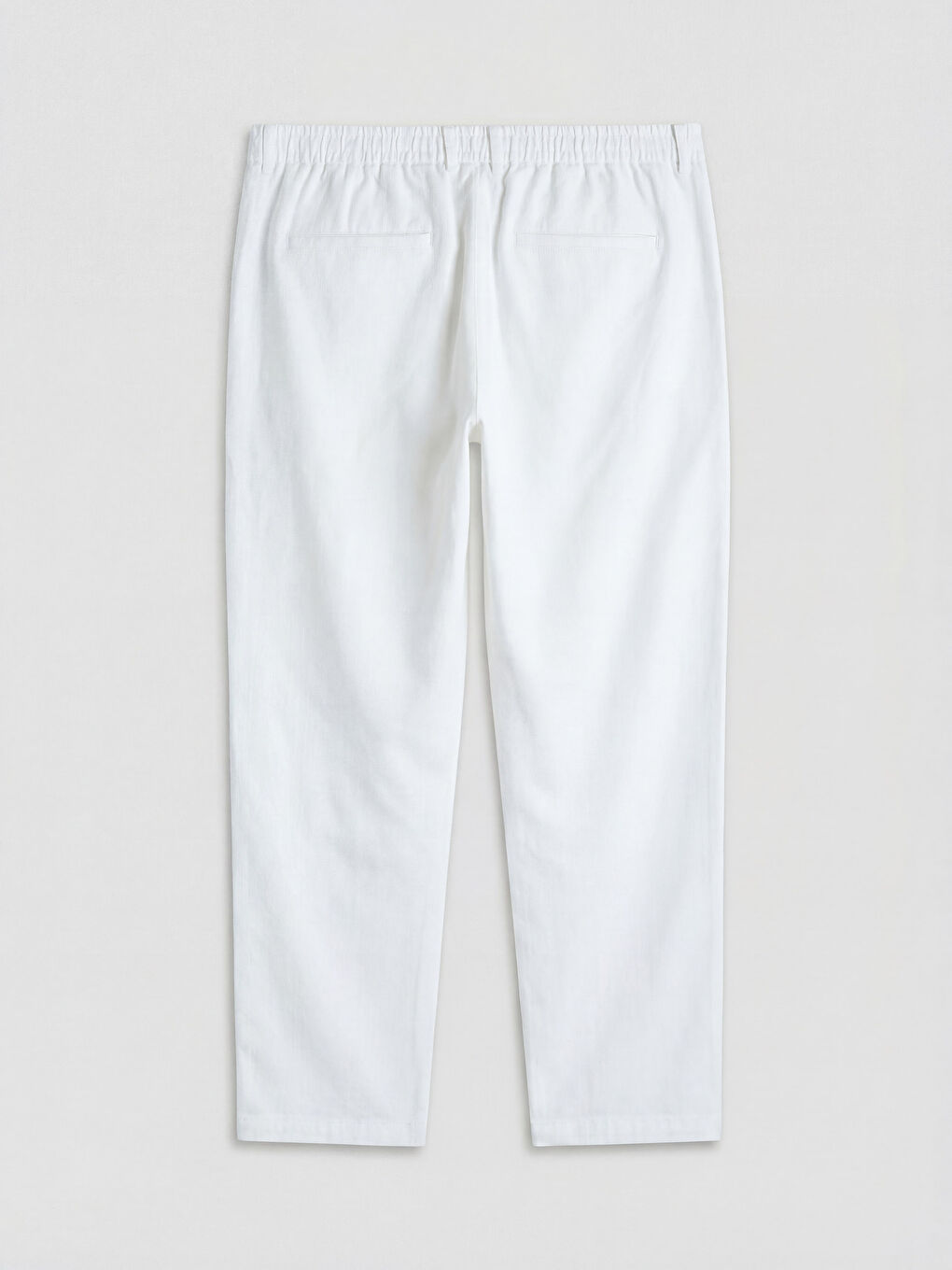 Ekru Standart Kalıp Keten Görünümlü Erkek Pileli Pantolon-1