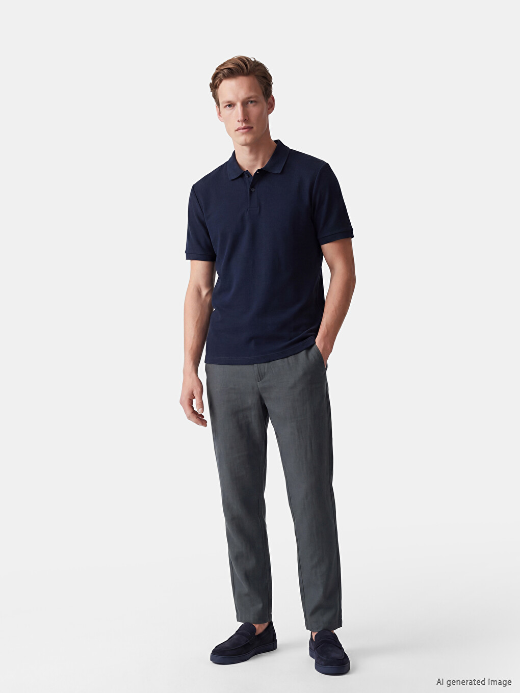 Regular Fit Linen Blend Men's Trousers