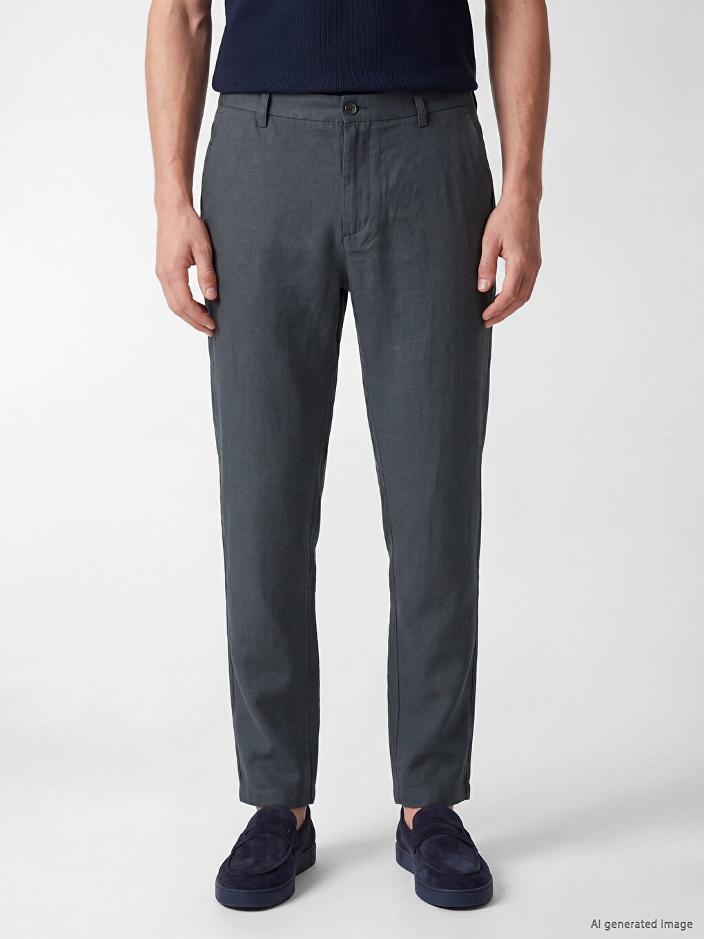 Regular Fit Linen Blend Men's Trousers-1