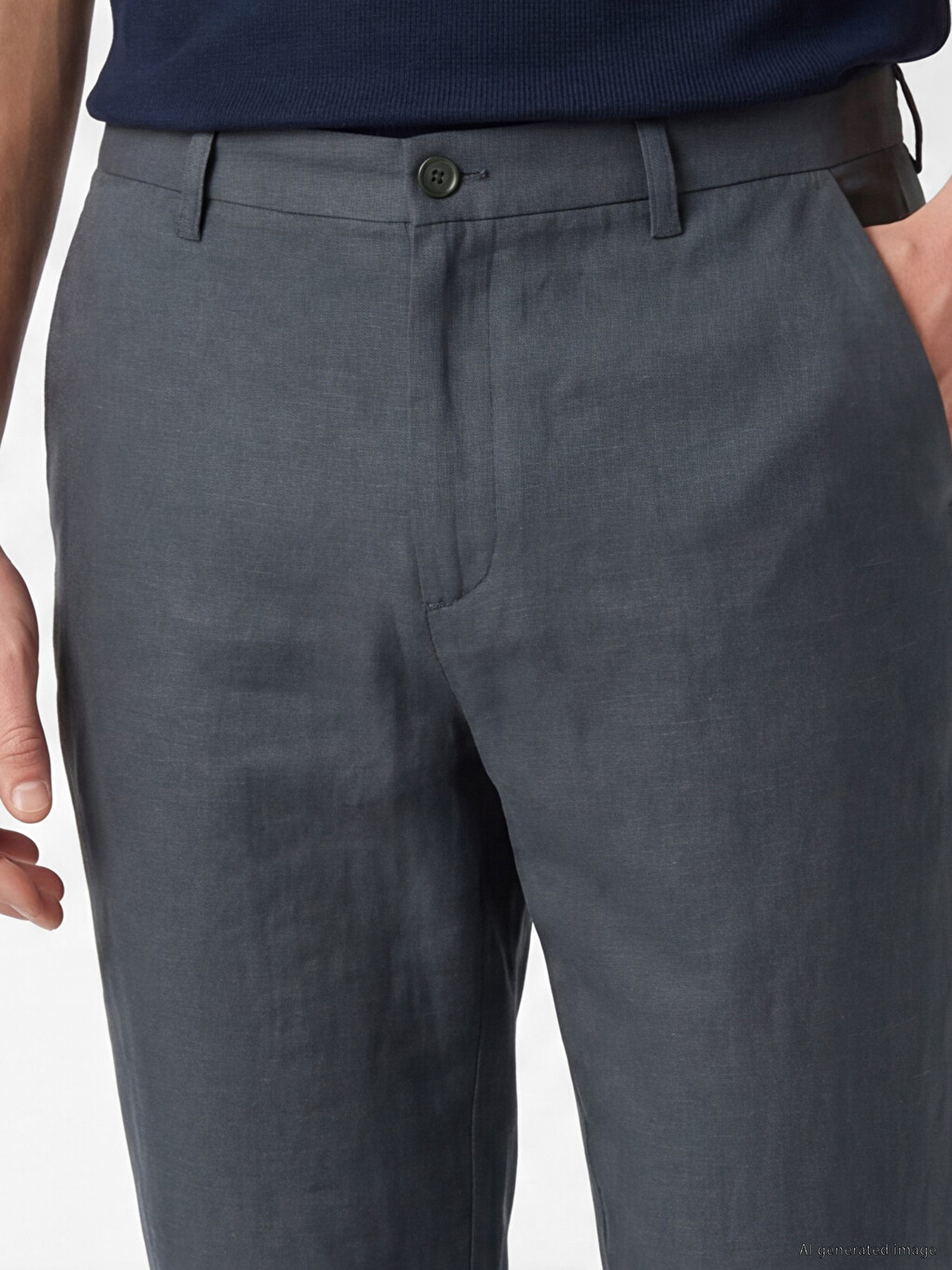 Regular Fit Linen Blend Men's Trousers-2