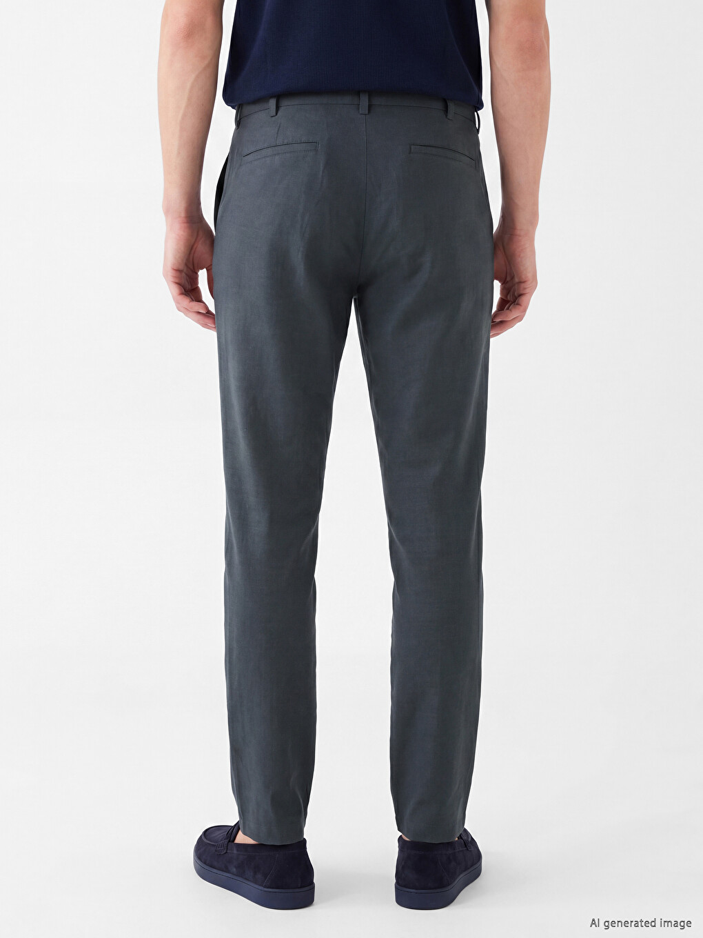 Regular Fit Linen Blend Men's Trousers-3