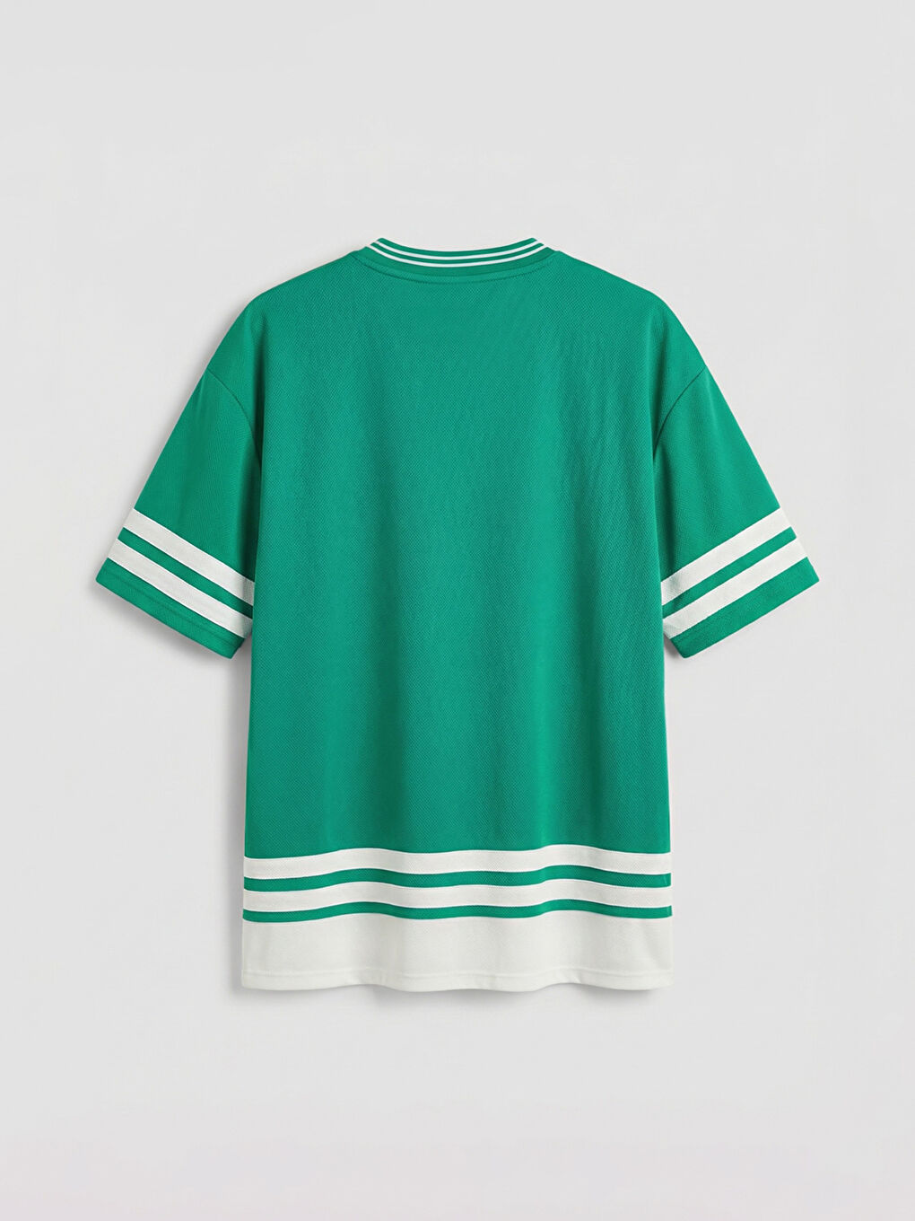 Yeşil V Yaka Baskılı Erkek Tişört-5