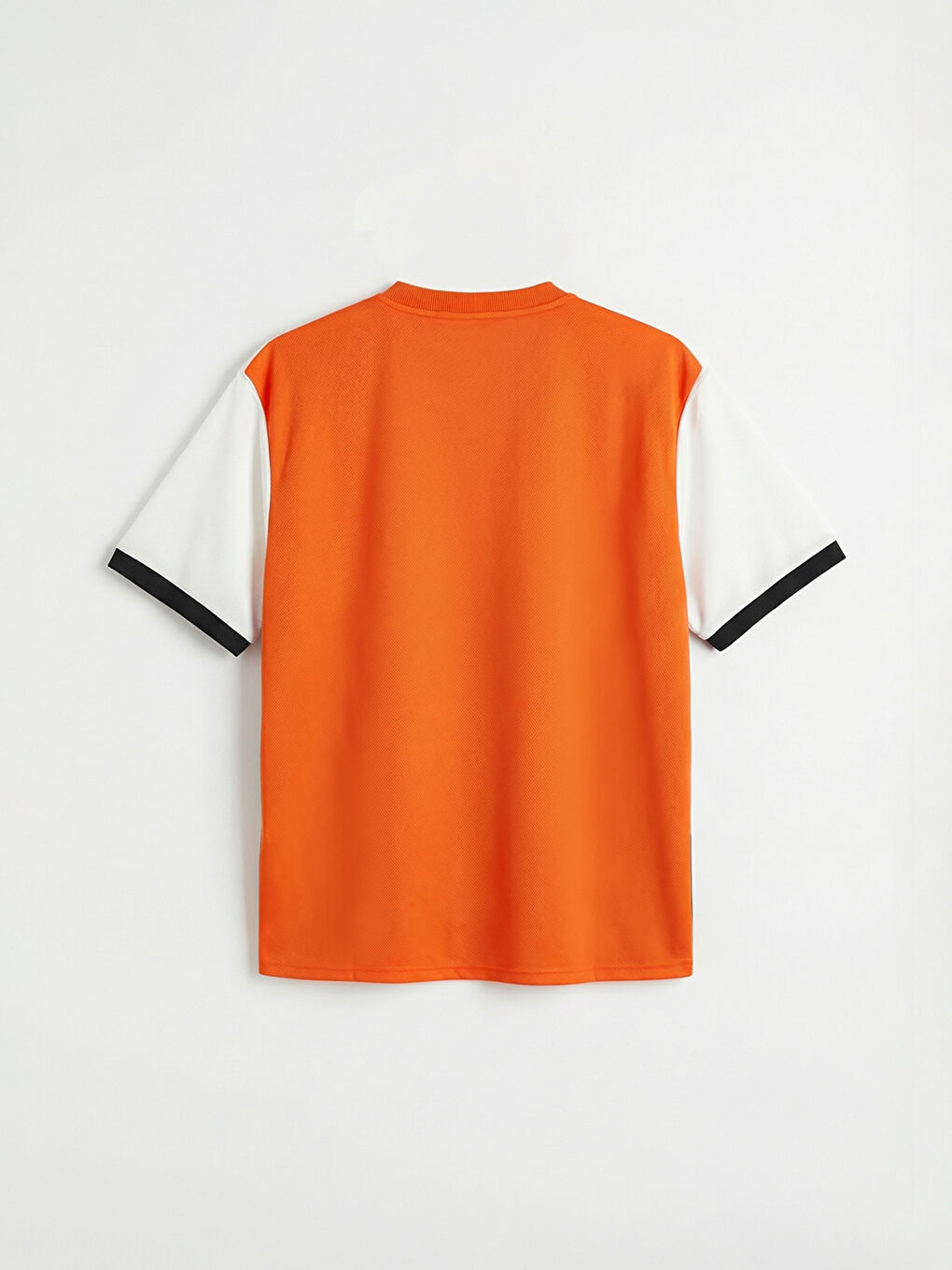 Turuncu V Yaka Baskılı Bol Kalıp Erkek Tişört-5