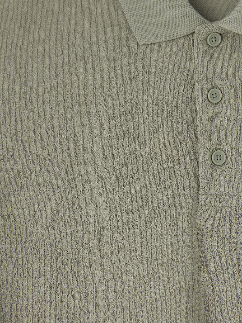 Gri Polo Yaka Dokulu Erkek Tişört-2