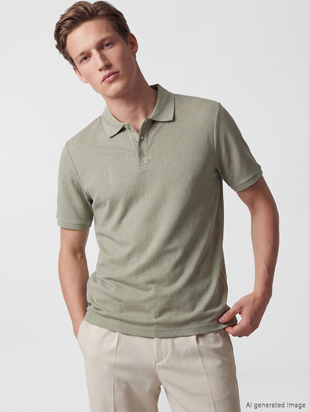Polo Collar Textured Men's T-Shirt