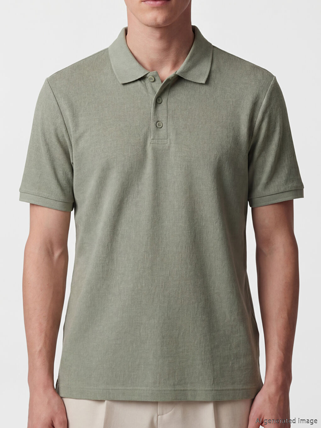 Polo Collar Textured Men's T-Shirt-2