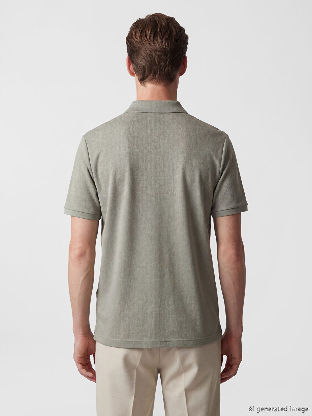 Polo Collar Textured Men's T-Shirt-3