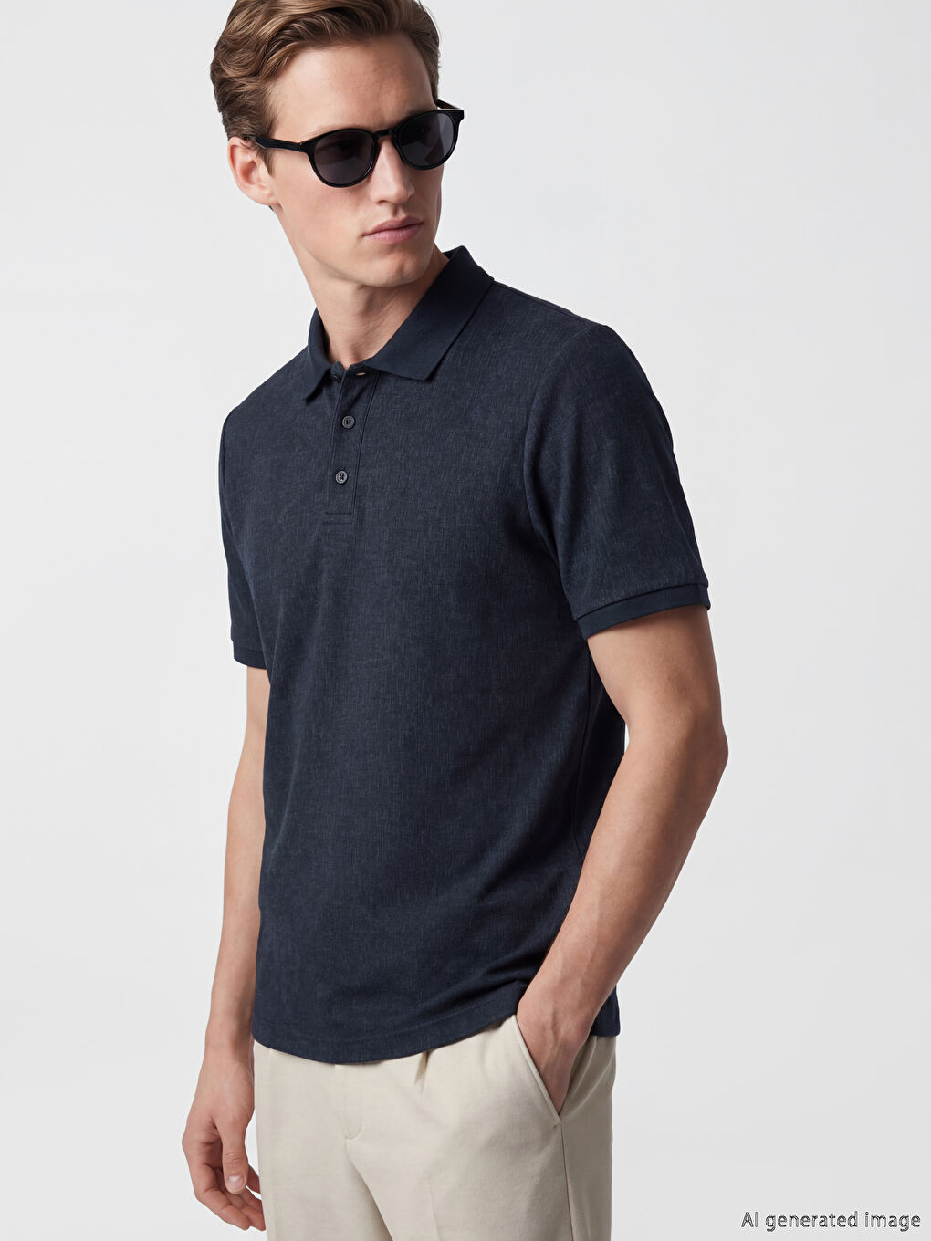 Polo Collar Textured Men's T-Shirt