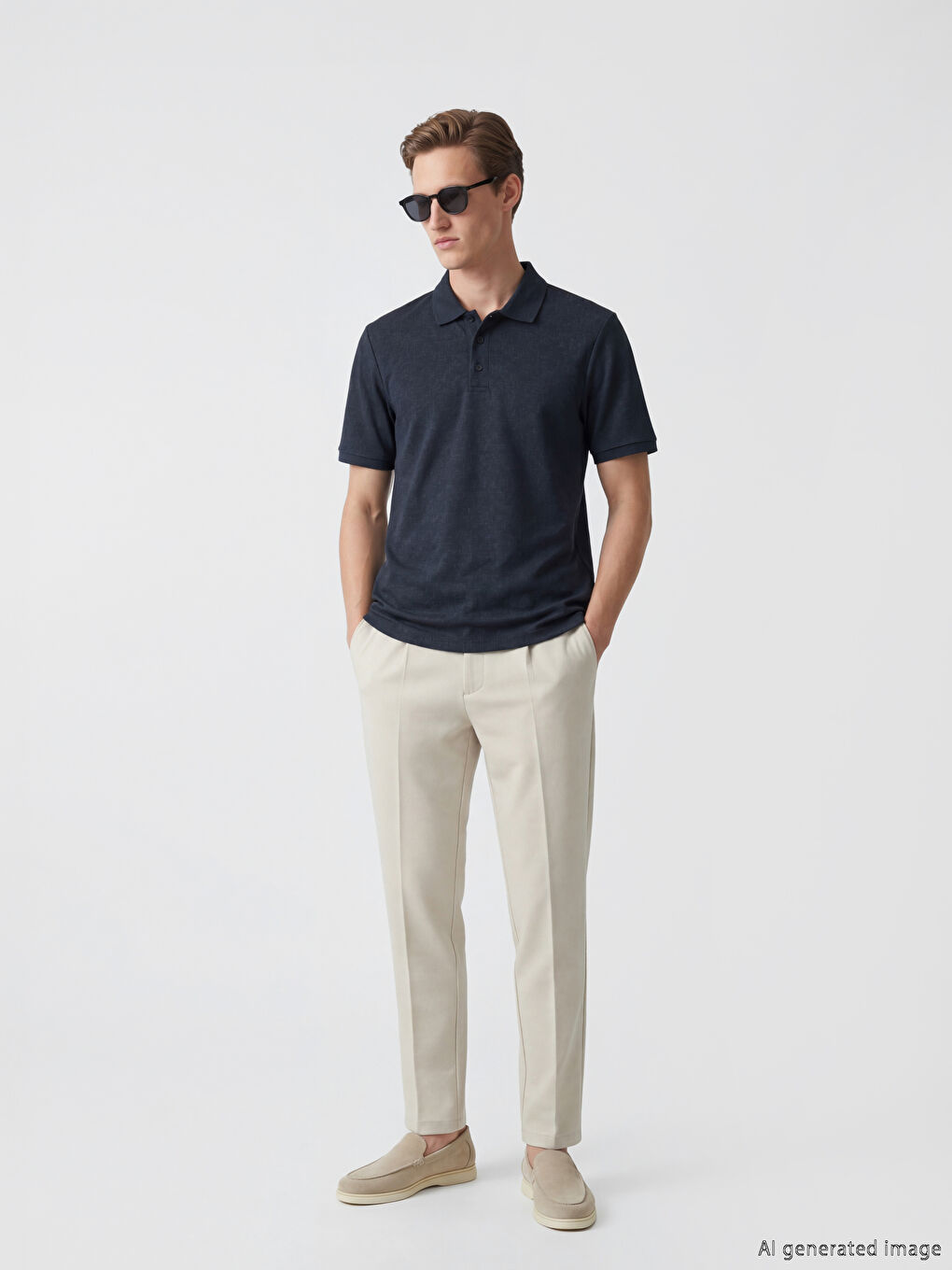 Polo Collar Textured Men's T-Shirt-1
