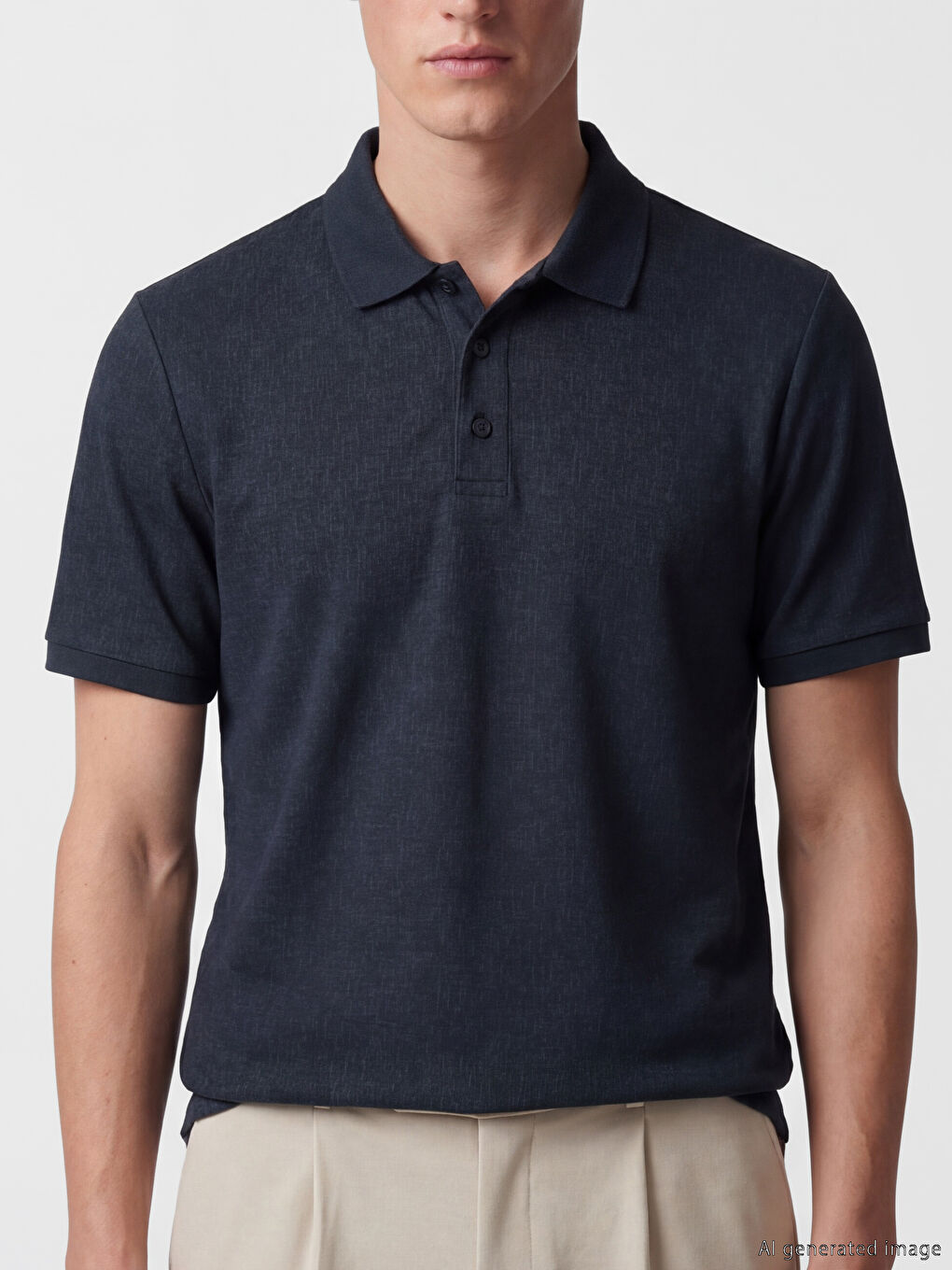 Polo Collar Textured Men's T-Shirt-2