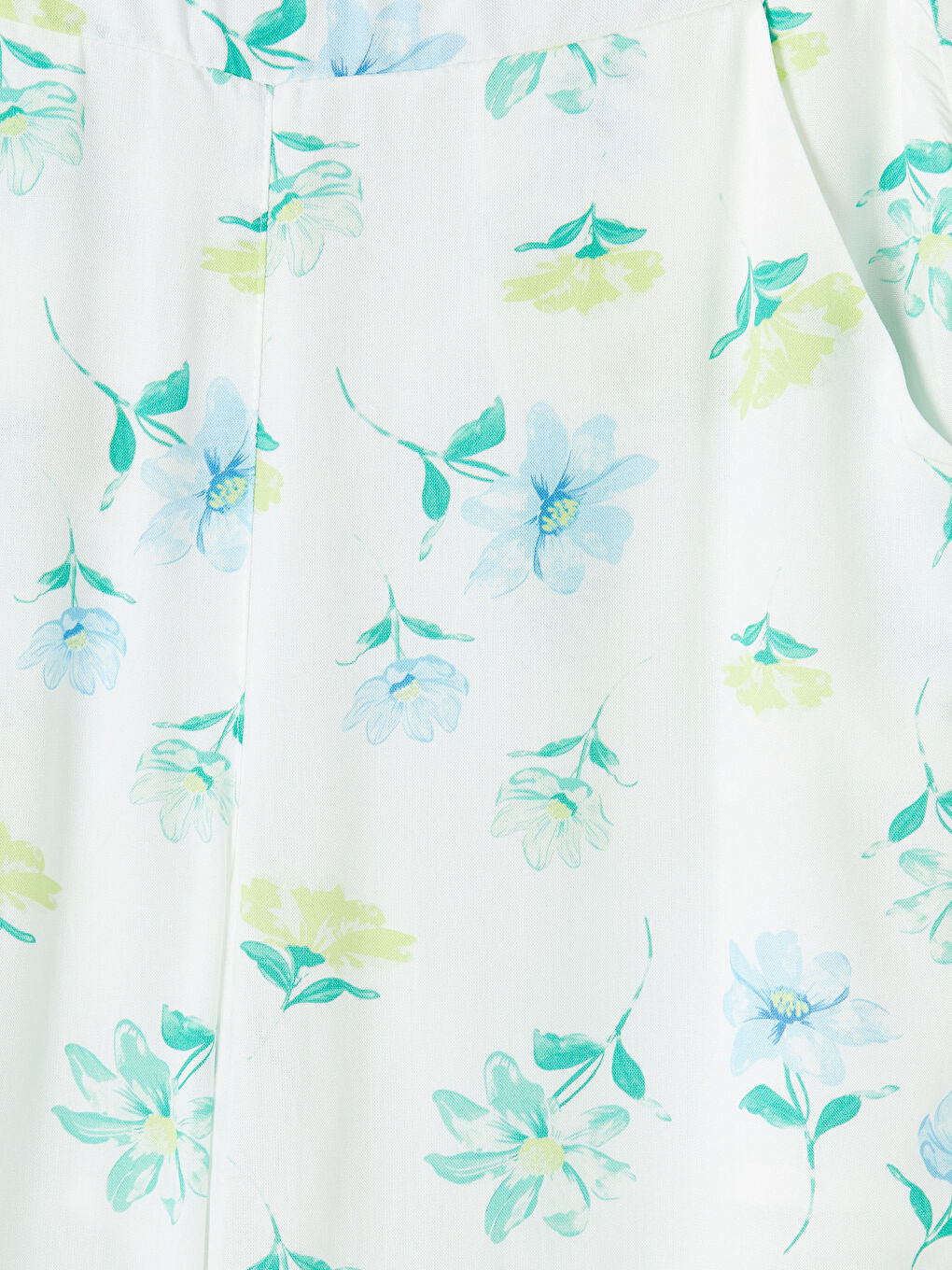 Beyaz Çiçek Desenli Kız Çocuk Poplin Pantolon-2