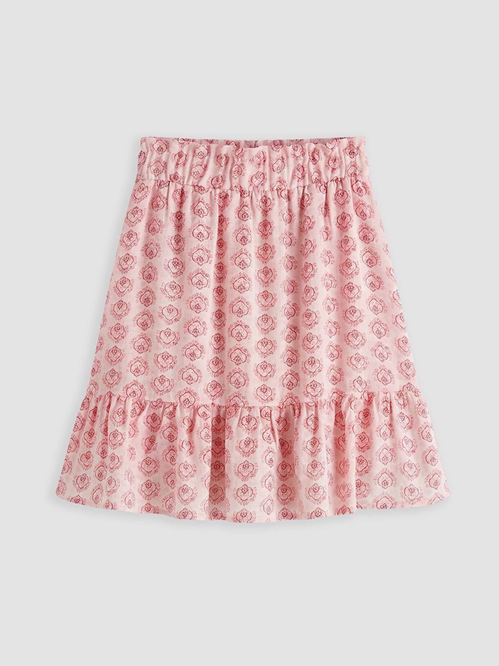 Pembe Kız Çocuk Desenli Beli Lastikli Etek