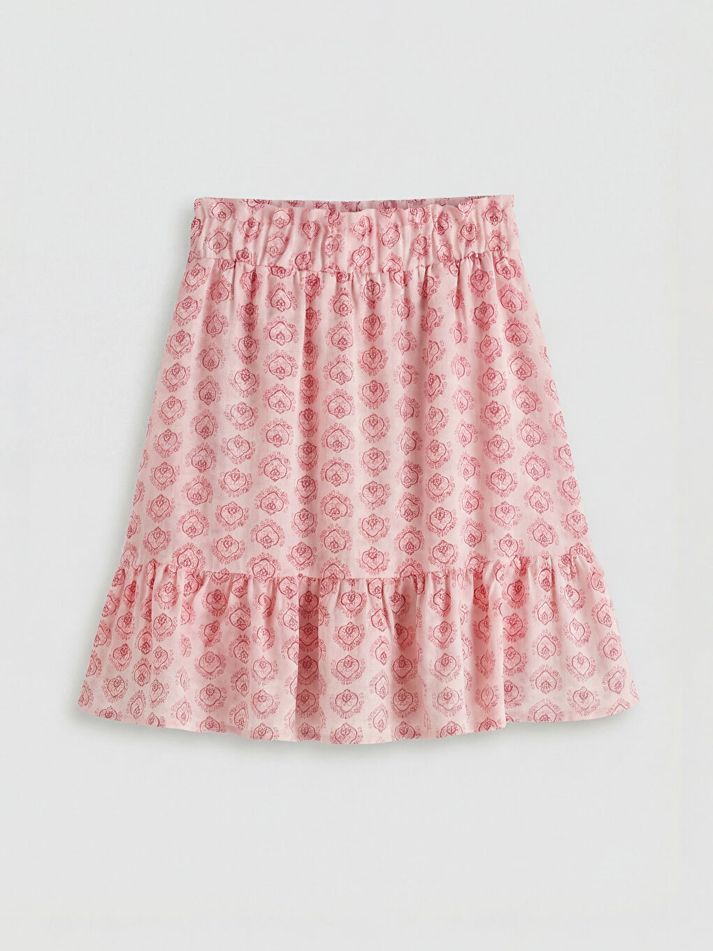 Pembe Kız Çocuk Desenli Beli Lastikli Etek-1