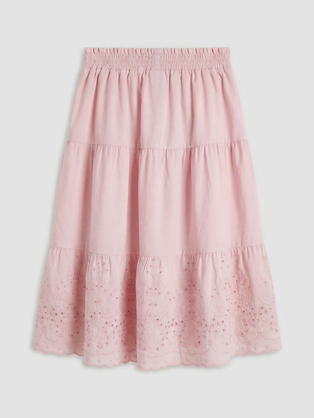 Pembe Beli Lastikli Fisto Detaylı Kız Çocuk Etek-1