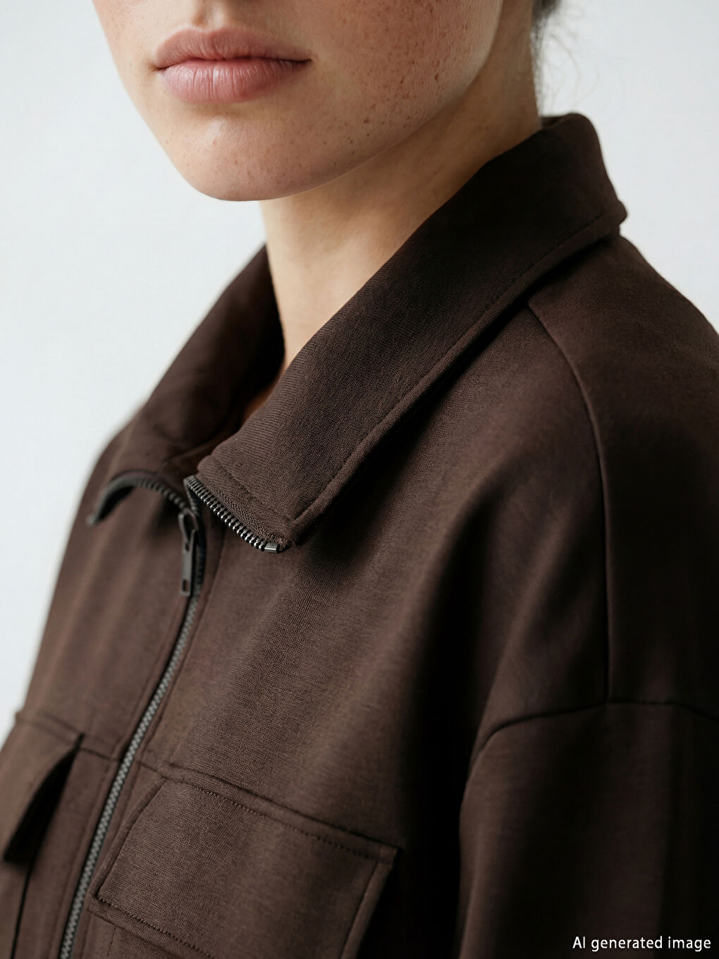 Sweat zippé BRUN Femme-3