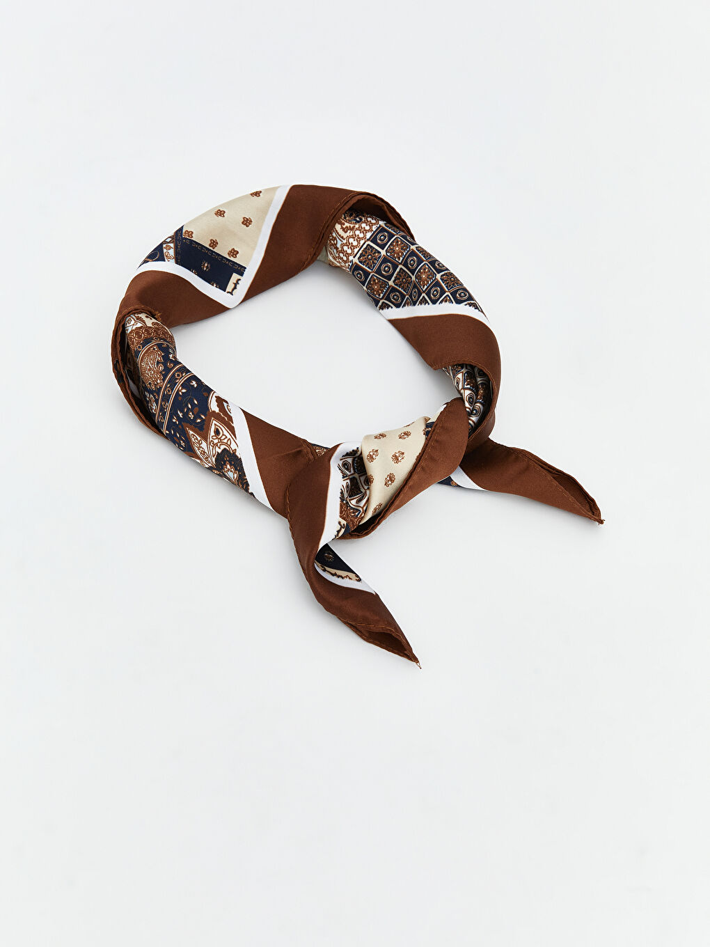 Kahverengi Desenli Kadın Fular-1