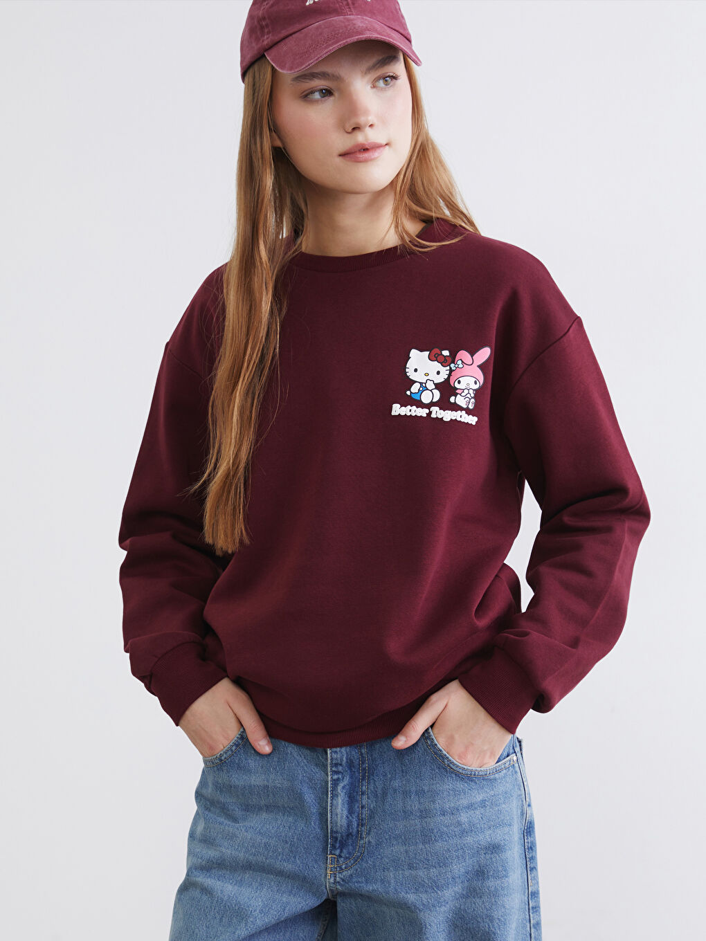 Hello Kitty Print Women's Oversized Sweatshirt-3