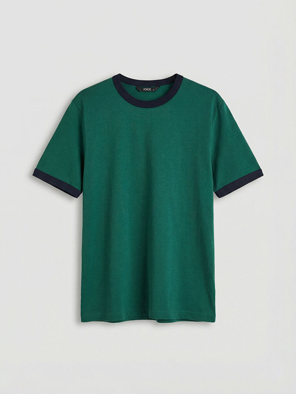 Yeşil Bisiklet Yaka Penye Erkek Tişört-4