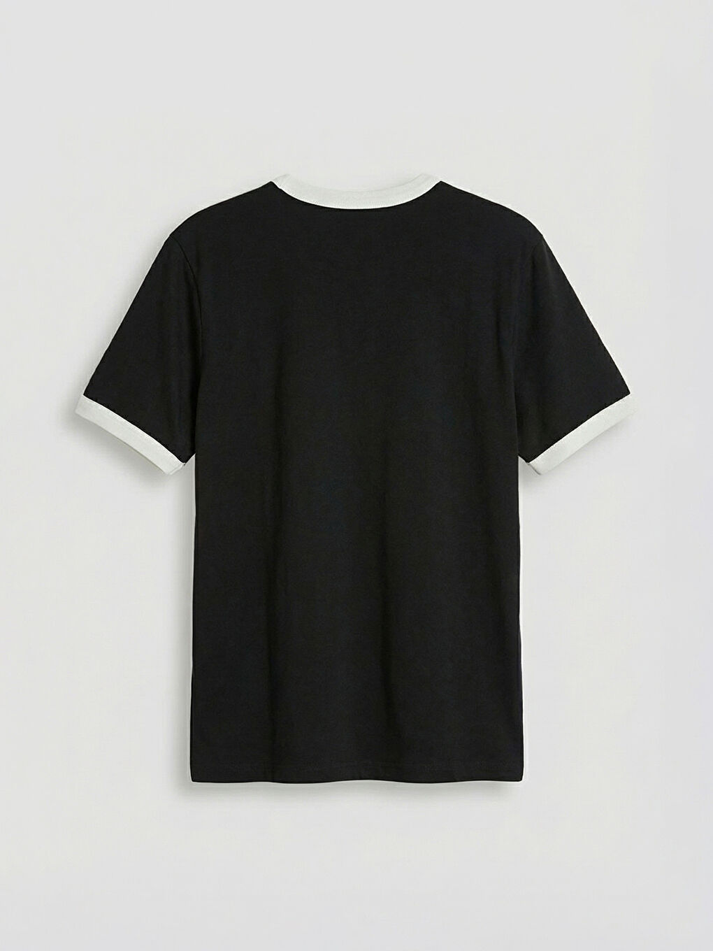 Siyah Bisiklet Yaka Penye Erkek Tişört-5